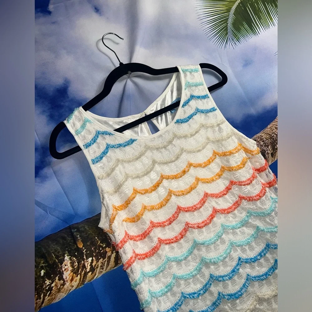 Antonio Melani Sz 8 Lace Aqua Coral Cream Womens Shift Lined Sleeveless … - Picture 3 of 6